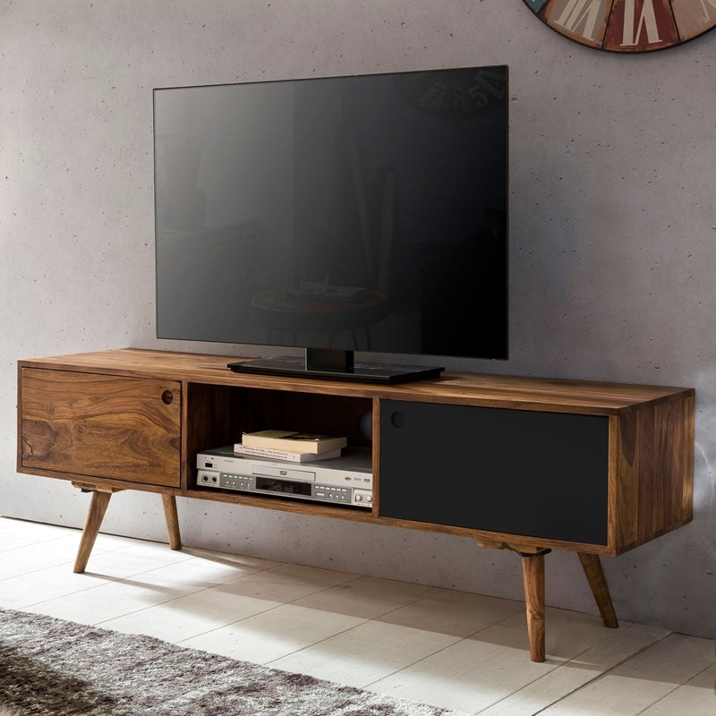 Tv unit with two doors made of solid sheesham wood