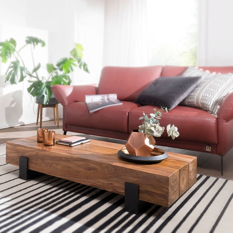 Coffee table made of solid sheesham wood and Metal