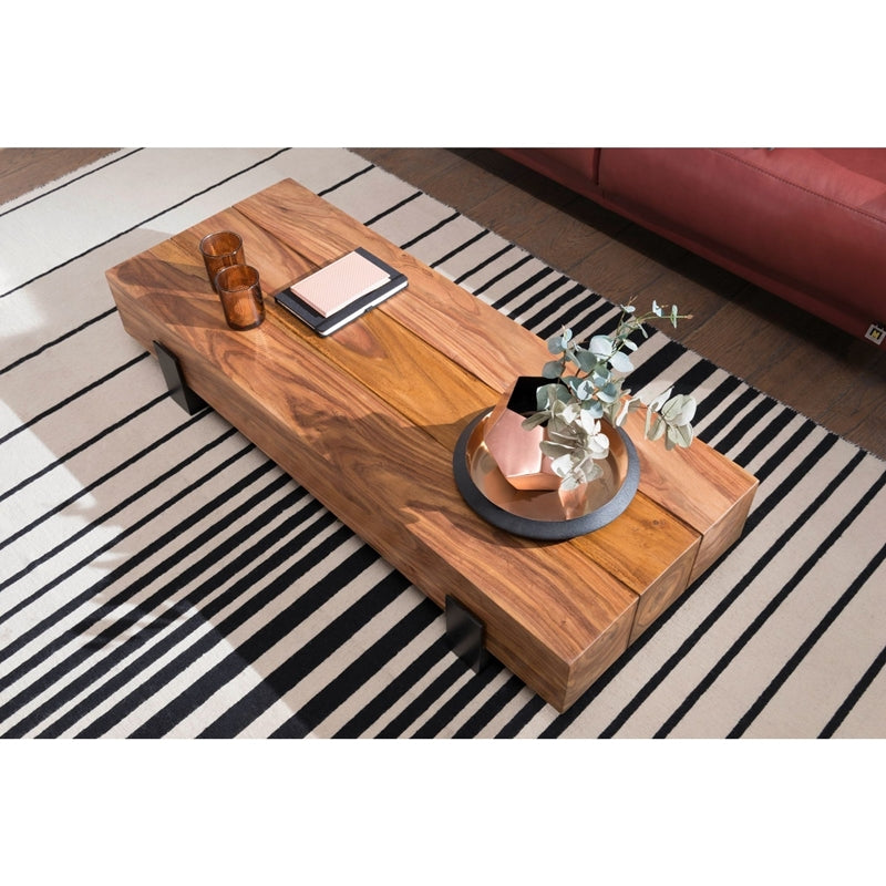 Coffee table made of solid sheesham wood and Metal