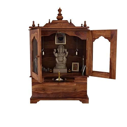 Temple with single drawer made of solid sheesham wood