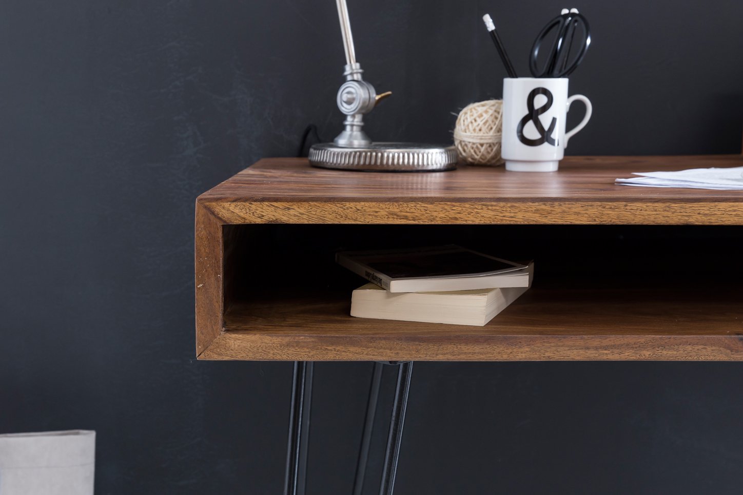 Desk made of solid sheesham wood and Metal