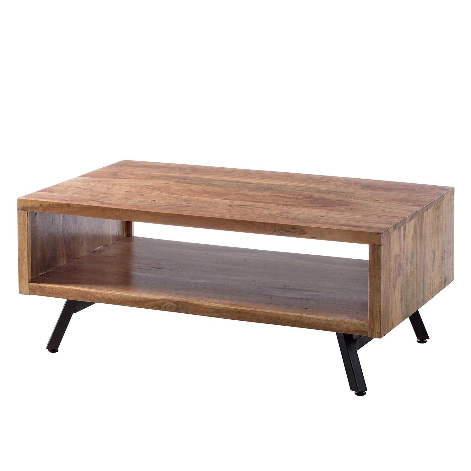 Coffee table made of solid acacia wood and metal