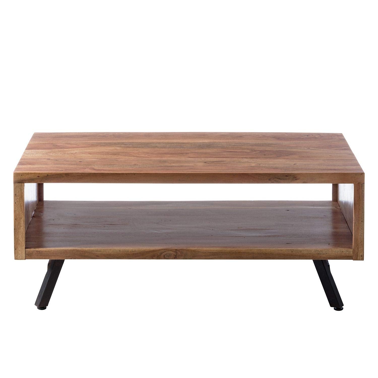 Coffee table made of solid acacia wood and metal