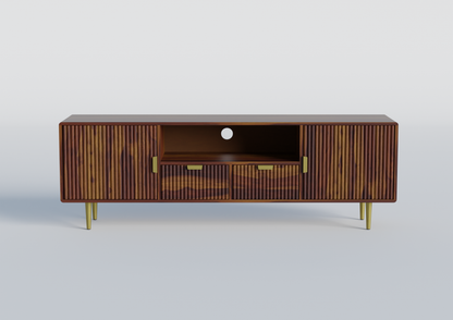 Tv unit with two doors and two drawers made of solid sheesham wood and Metal