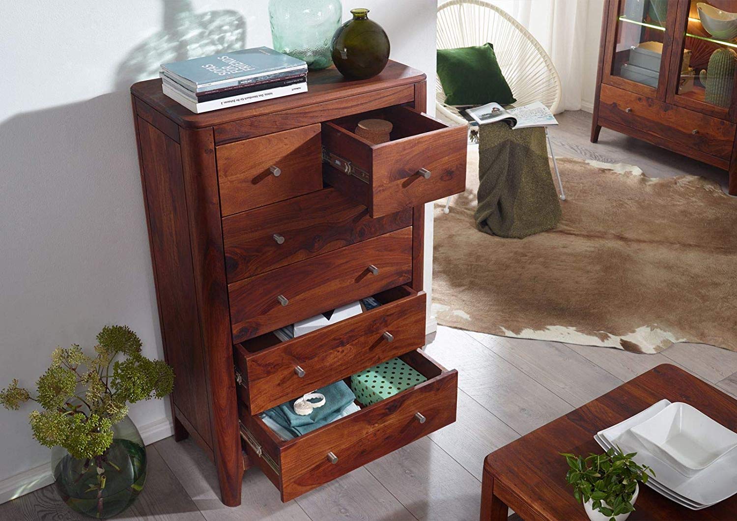 Chest of drawer made of solid sheesham wood