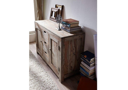 Sideboard with two doors and three drawers made of solid sheesham wood