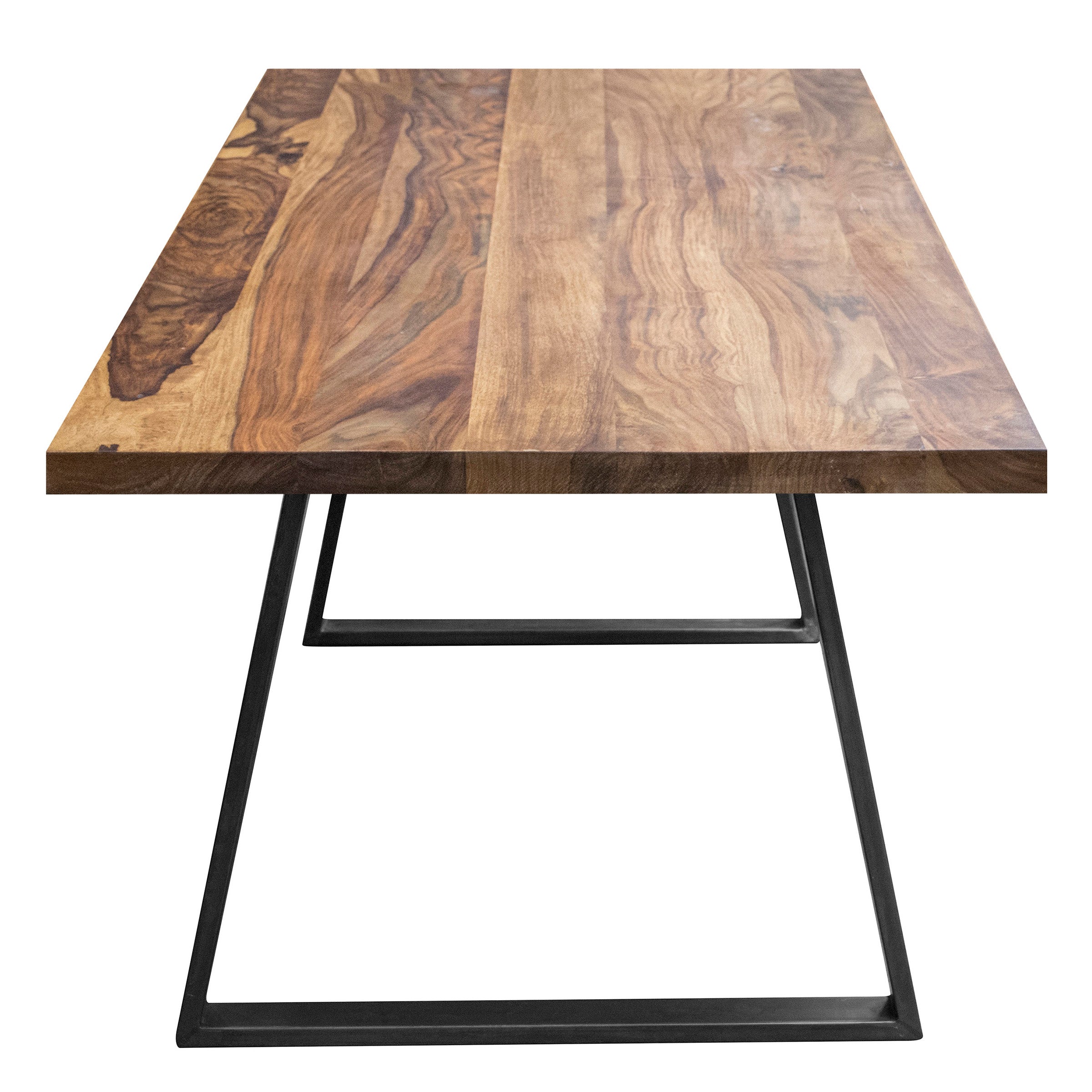 Six-seater dining table made of solid sheesham wood and metal