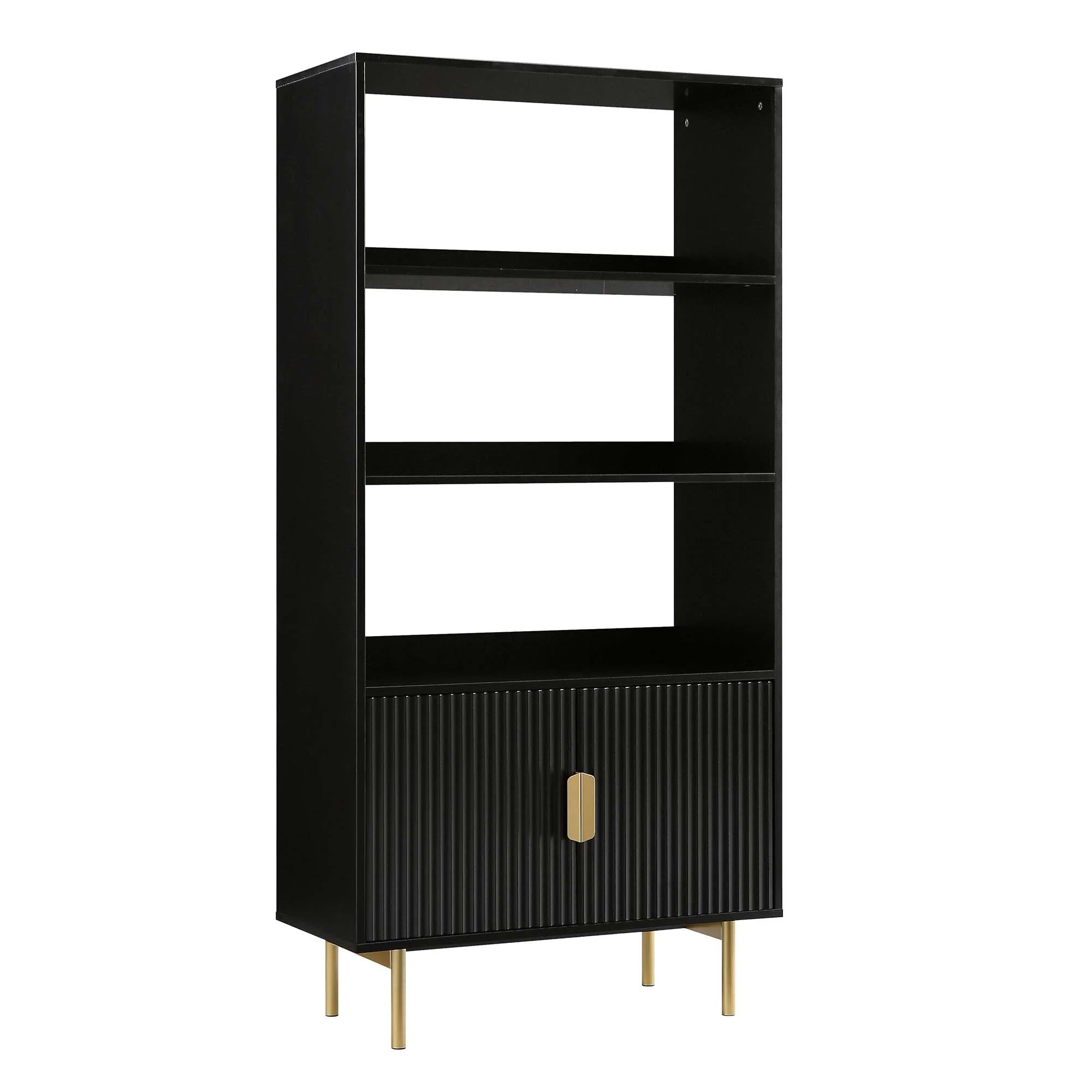 Bookshelf with two doors made of solid sheesham wood and Metal