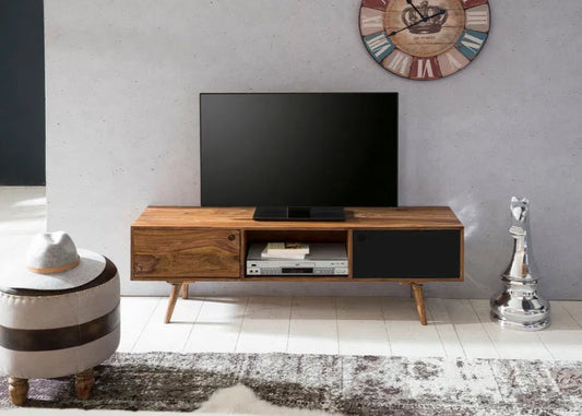 Tv unit with two doors made of solid sheesham wood