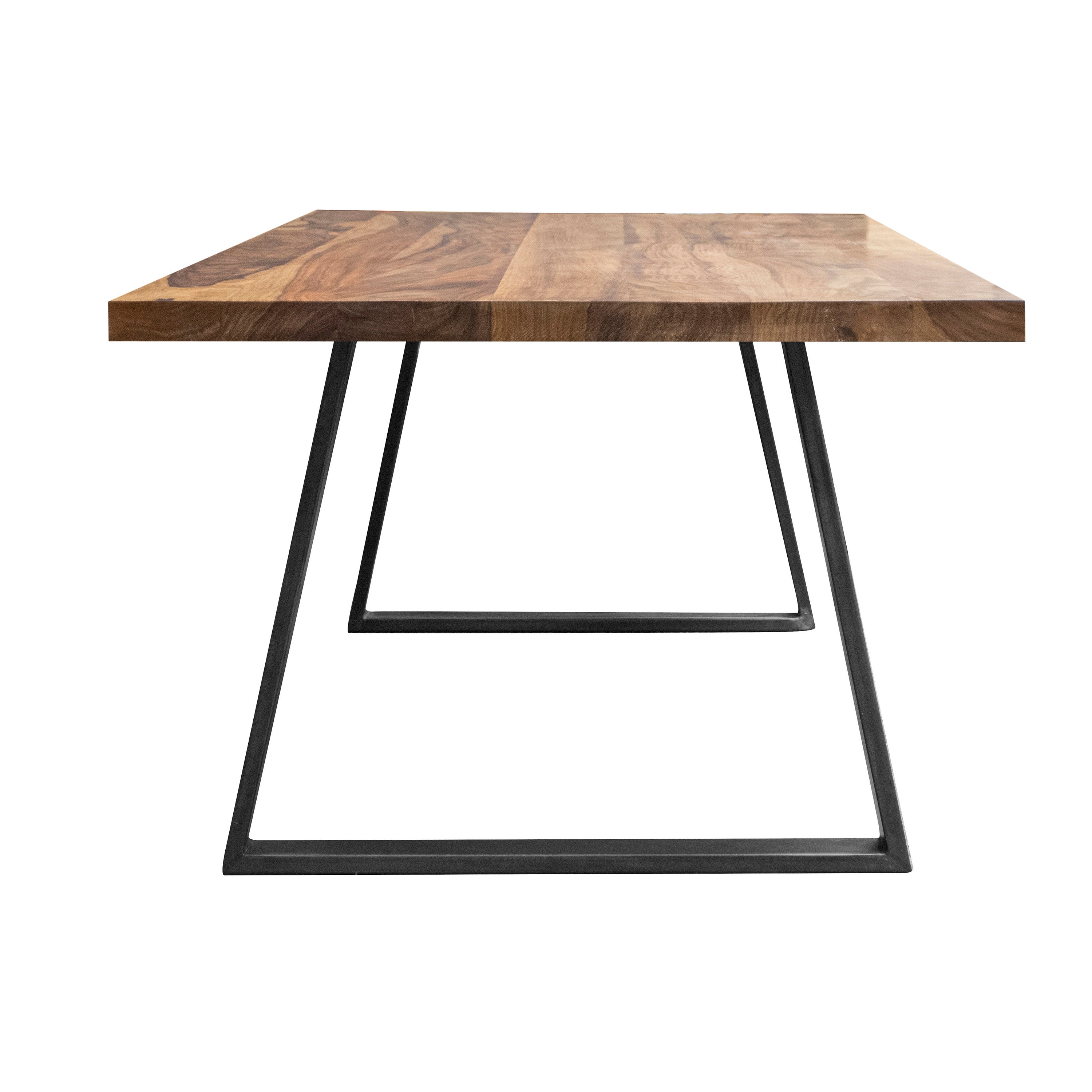 Six-seater dining table made of solid sheesham wood and metal