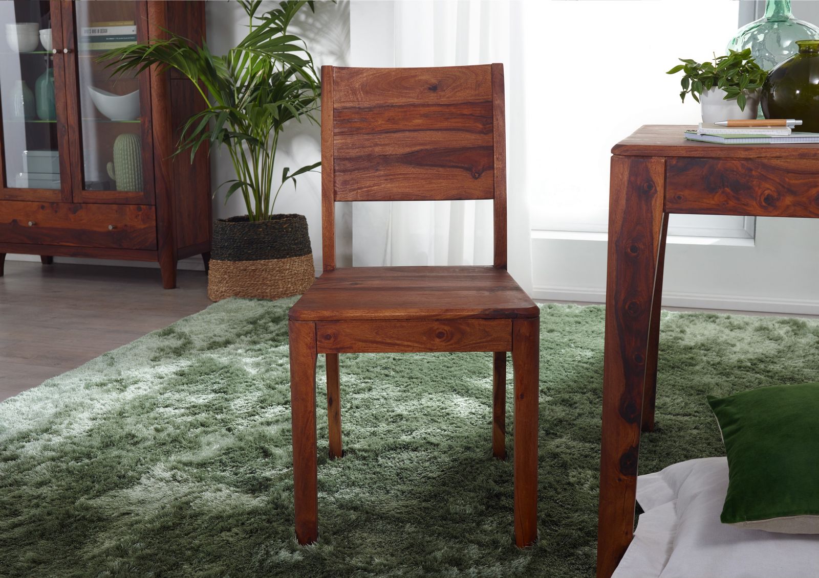 Dining chair (set of two) made of solid sheesham wood