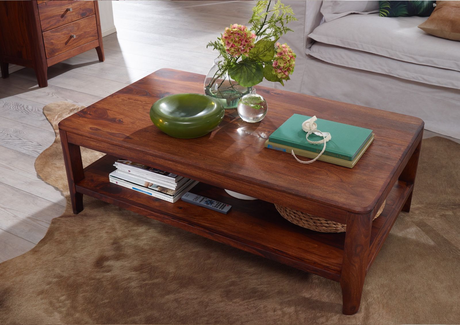 Coffee table made of solid sheesham wood