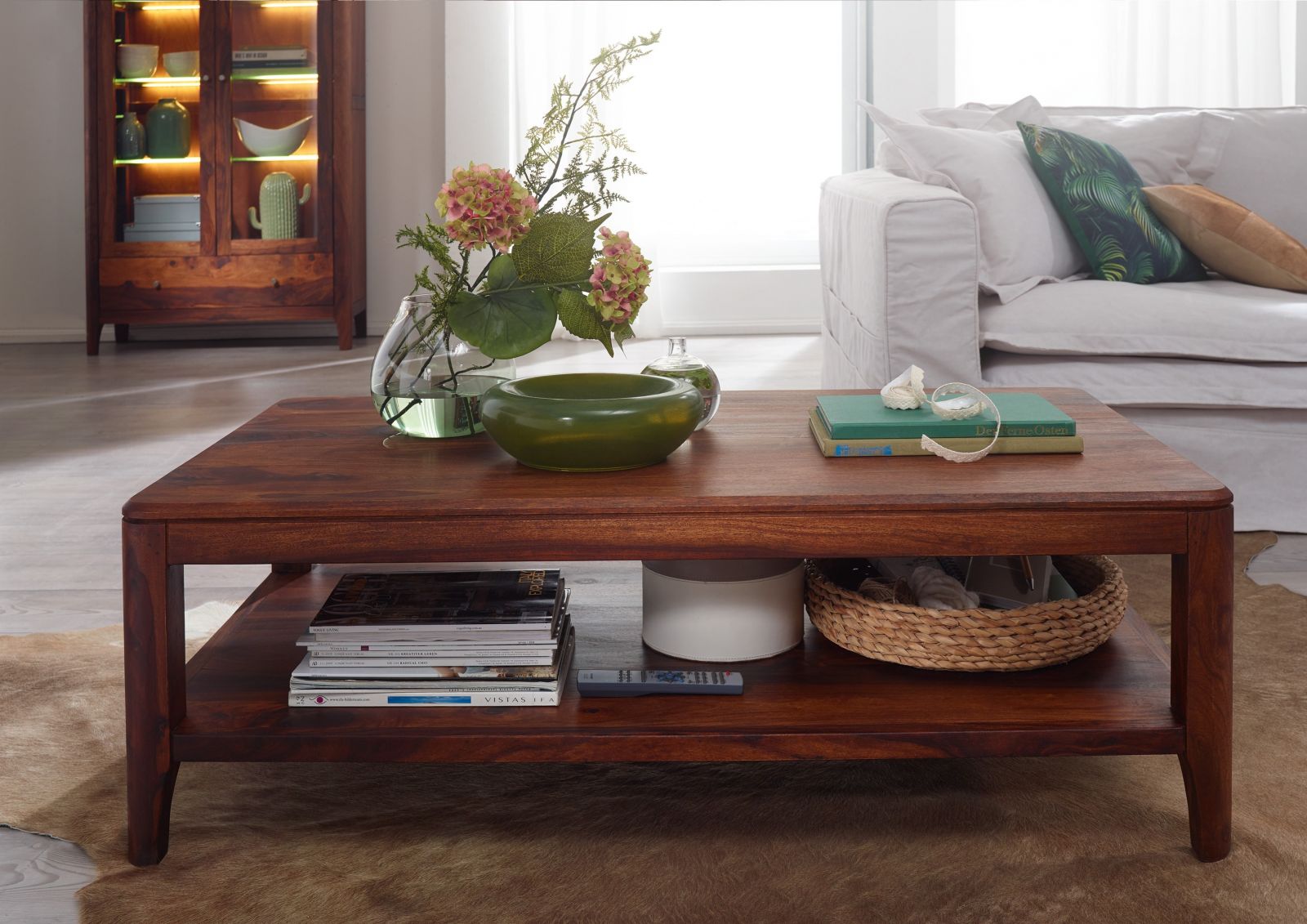 Coffee table made of solid sheesham wood