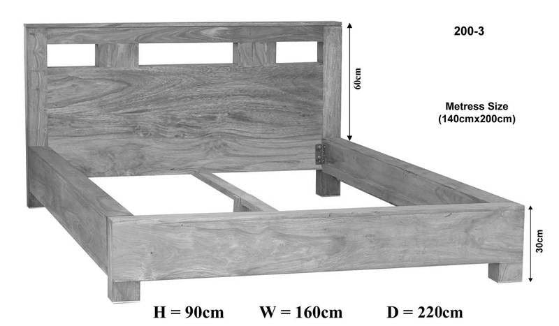 King bed made of solid sheesham wood