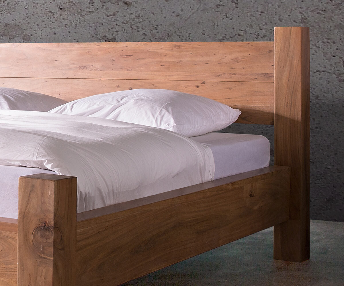 King bed made of solid acacia wood