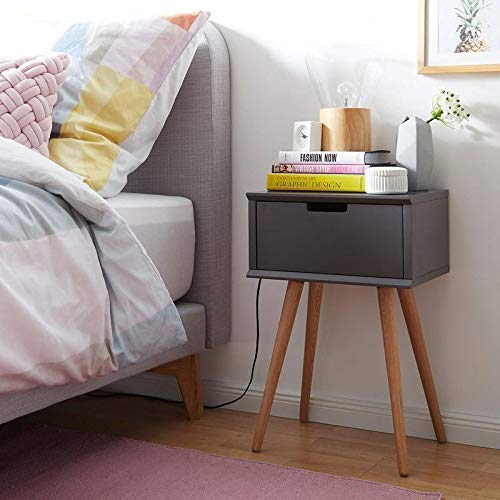 Bedside table with one drawers made of solid mango wood