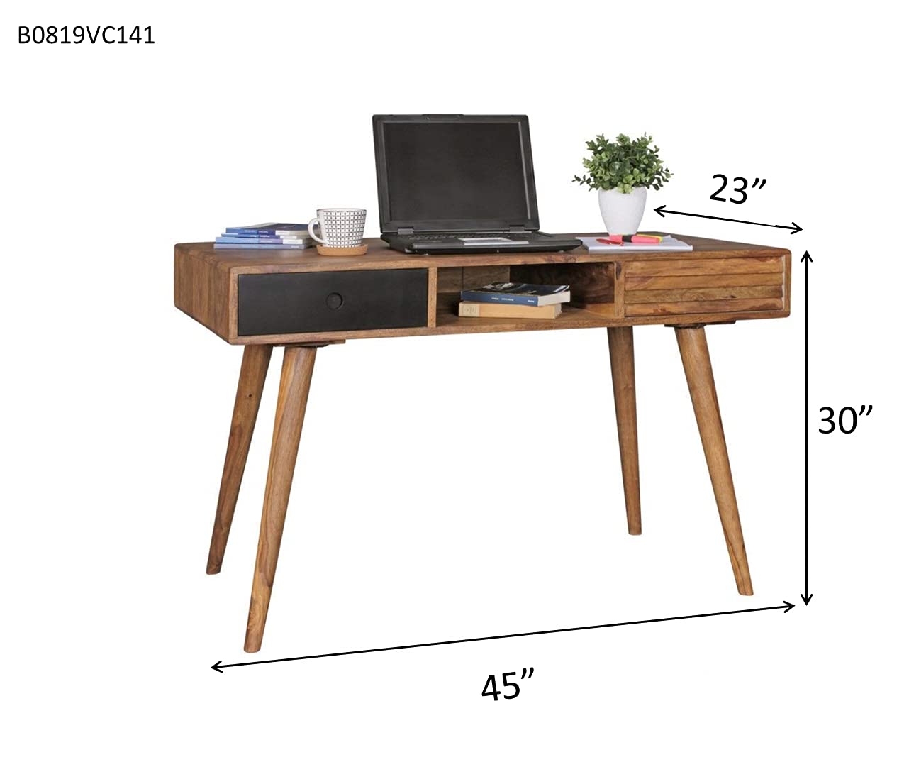 Desk with two drawers made of solid sheesham wood