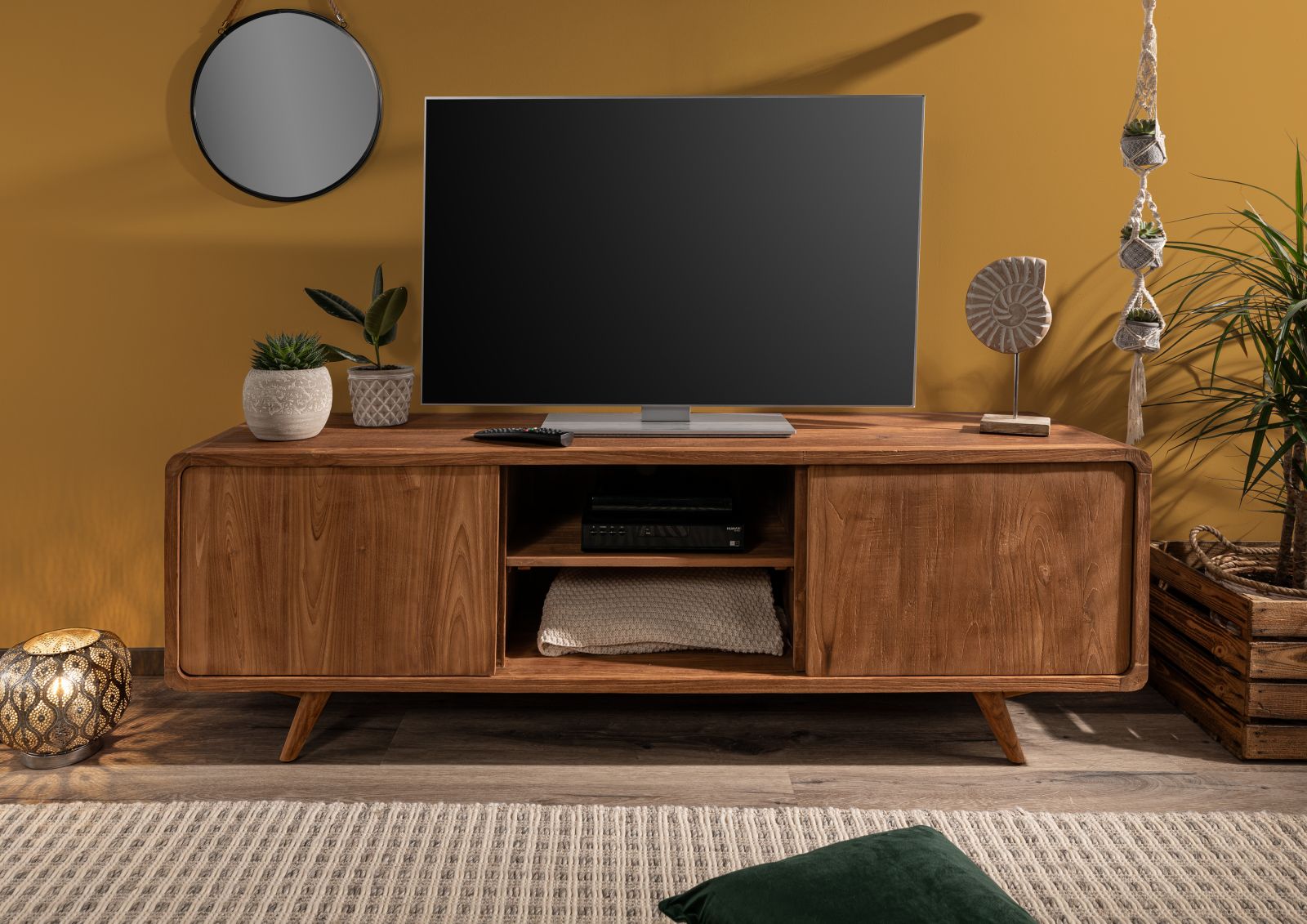 Solid acacia deals wood tv stand