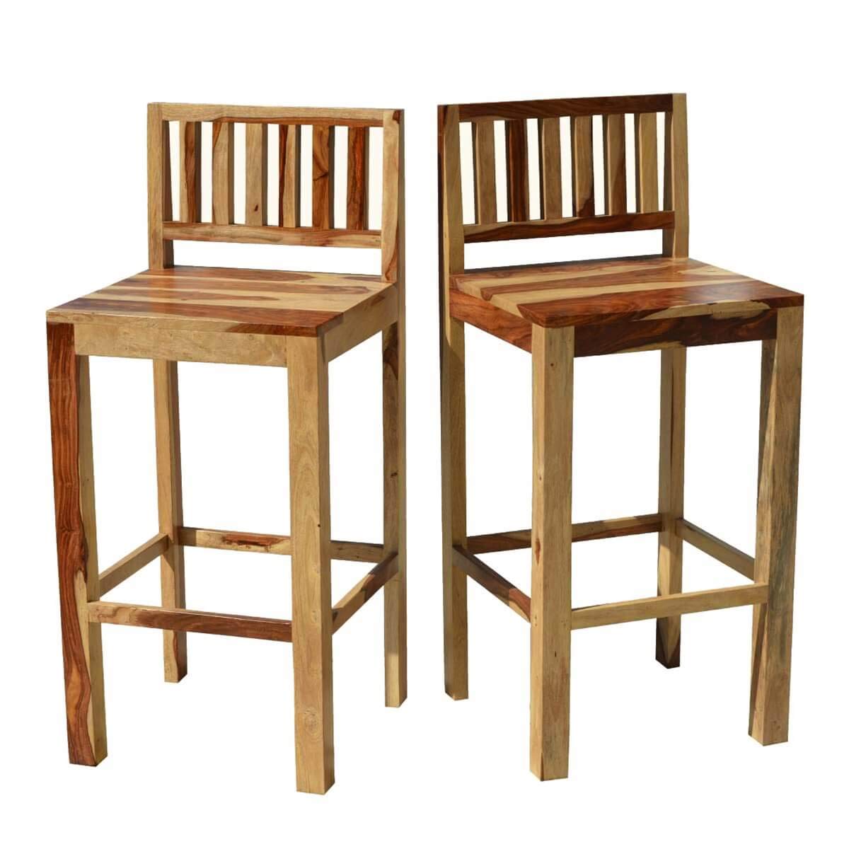 Bar chair (set of two) made of solid sheesham wood