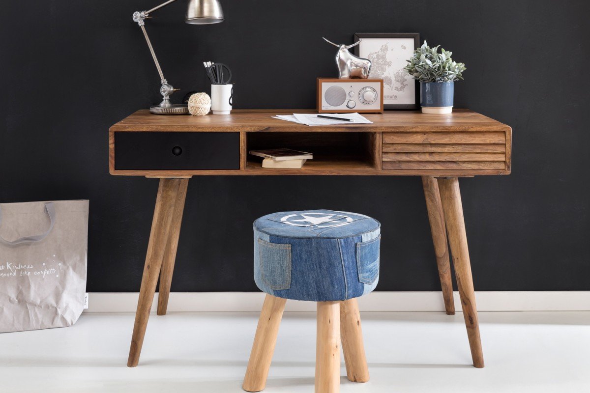 Desk with two drawers made of solid sheesham wood