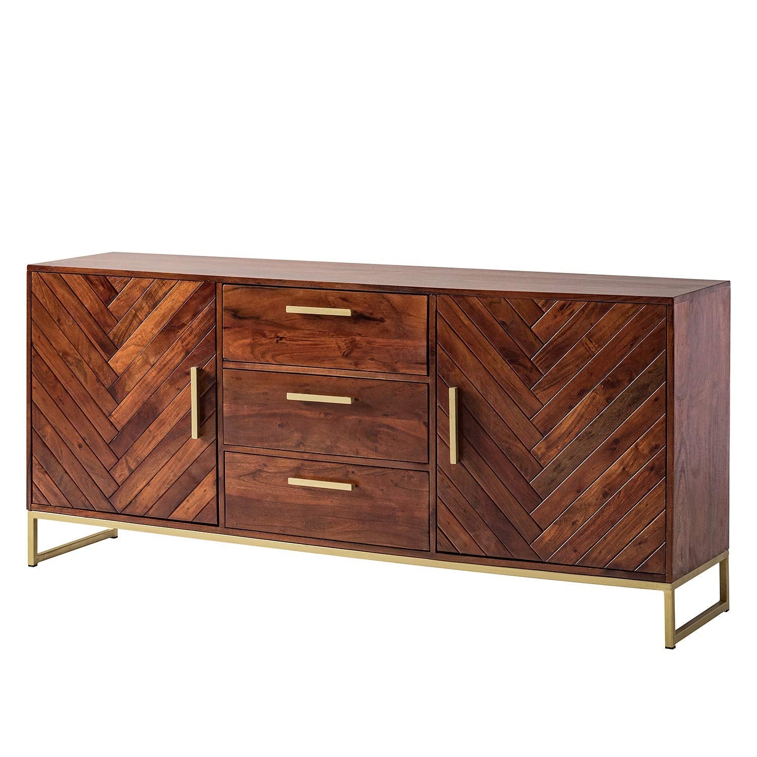 Sideboard with two doors and three drawers made of solid acacia wood