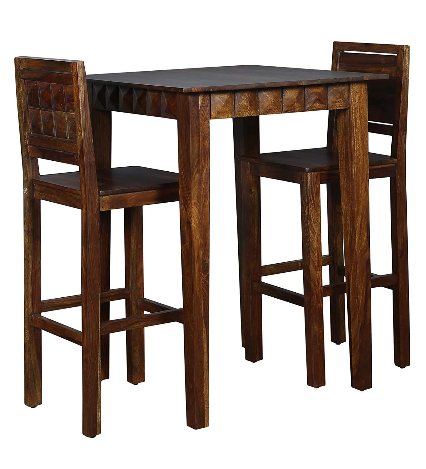 Bar table set with two chairs made of solid sheesham wood