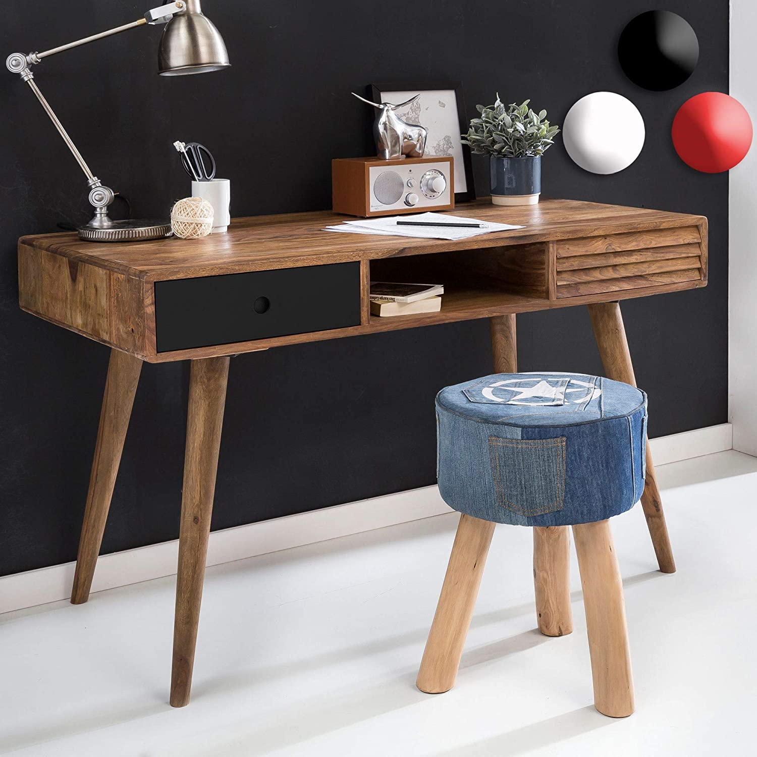 Desk with two drawers made of solid sheesham wood