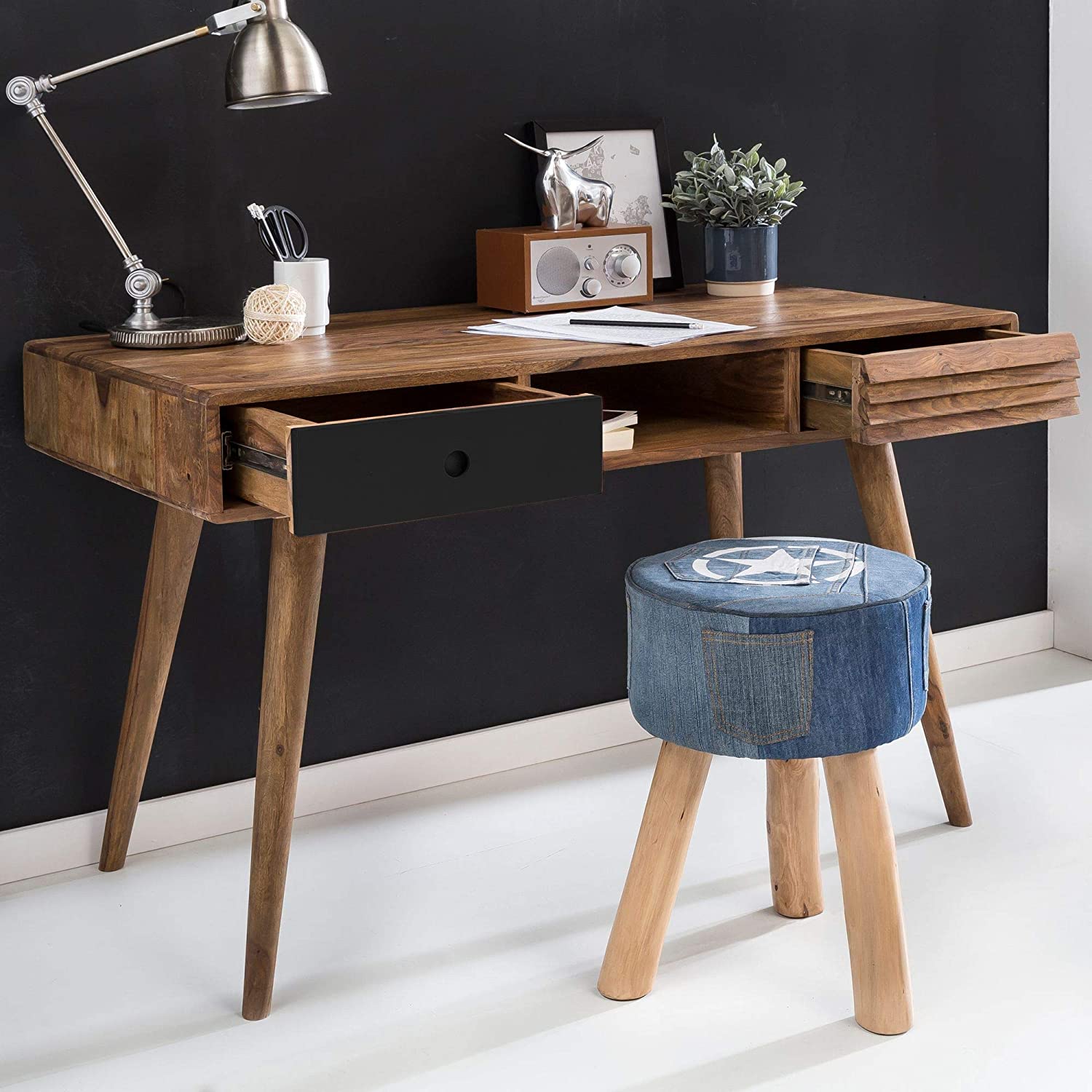 Desk with two drawers made of solid sheesham wood