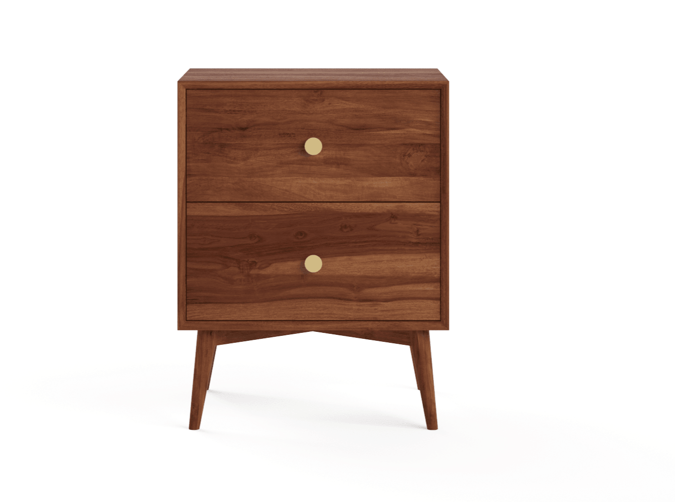 Bedside table with two drawers made of solid acacia wood