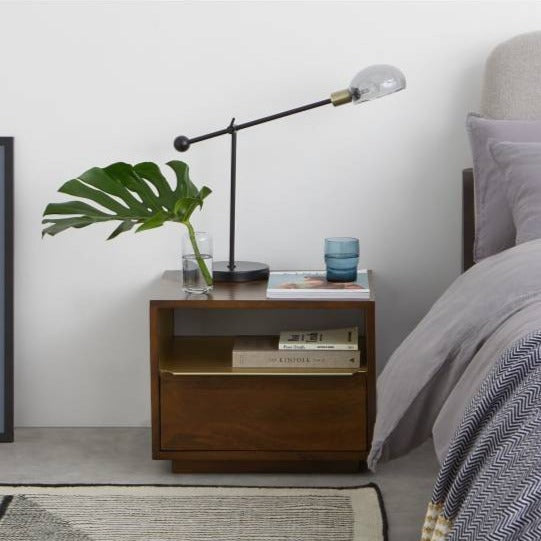 Bedside with one drawer made of solid mango wood