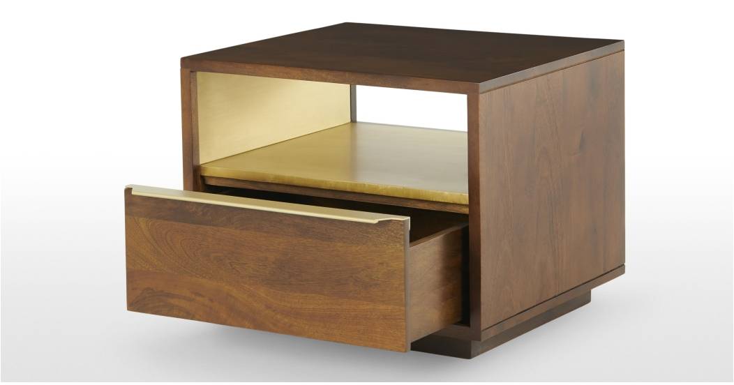 Bedside with one drawer made of solid mango wood