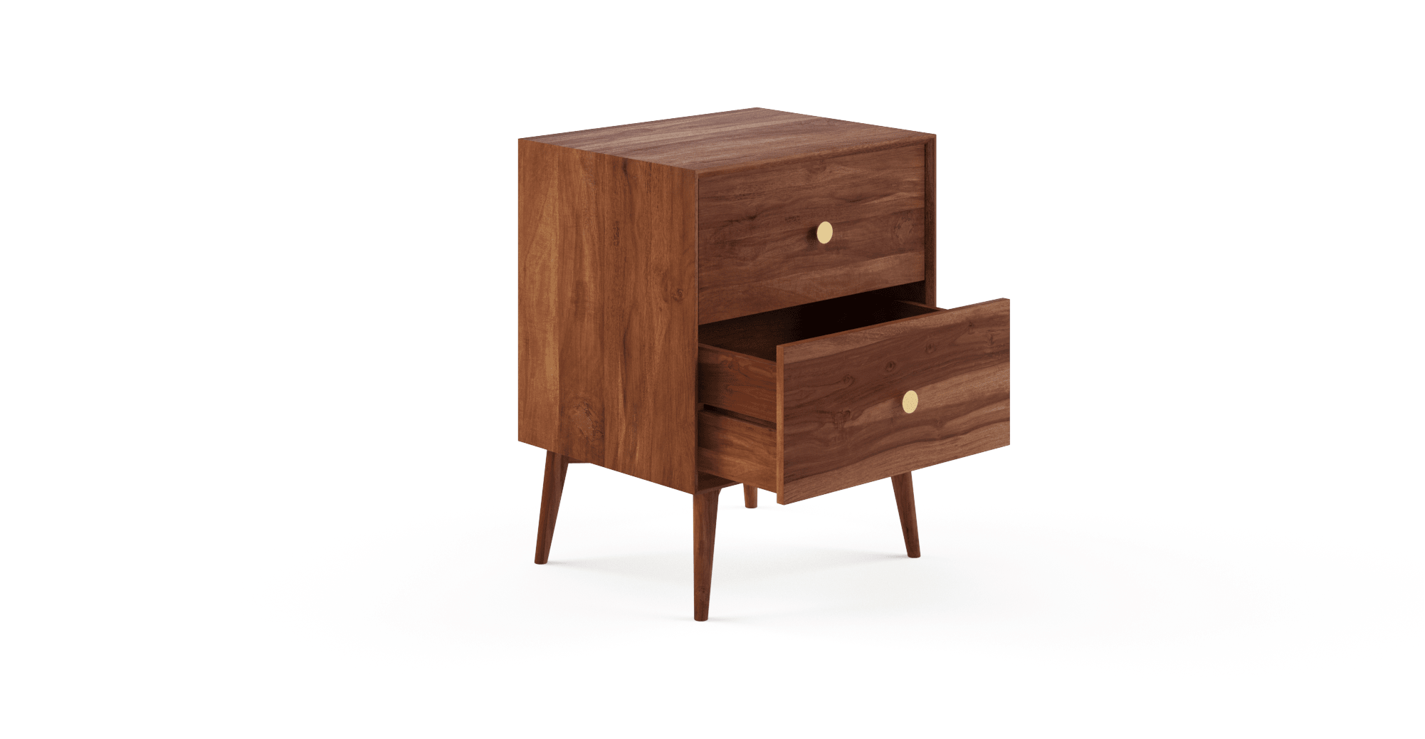 Bedside table with two drawers made of solid acacia wood