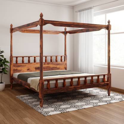 King poster bed made of solid sheesham wood